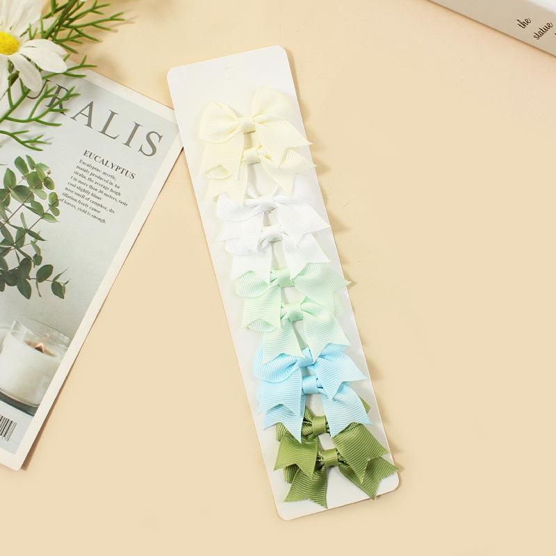 10Pcs/Set New Cute Solid Ribbon Bowknot Hair Clips for Baby Girls Handmade Bows Hairpin Barrettes Headwear Baby Hair Accessories