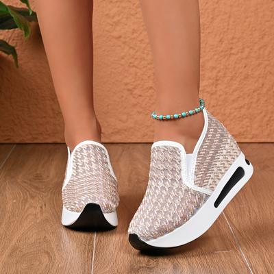 Женские кроссовки Женские с цветочным узором Круглый носок Сетчатые Дизайнерские На шнуровке Вышитые Сандалии Обувь Платформа Женские Дышащие Zapatos Muje