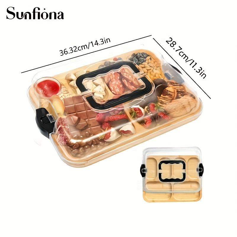 Бамбуковая деревянная доска для сыра с отделениями для сервировки на кухне, пикнике и в ресторане