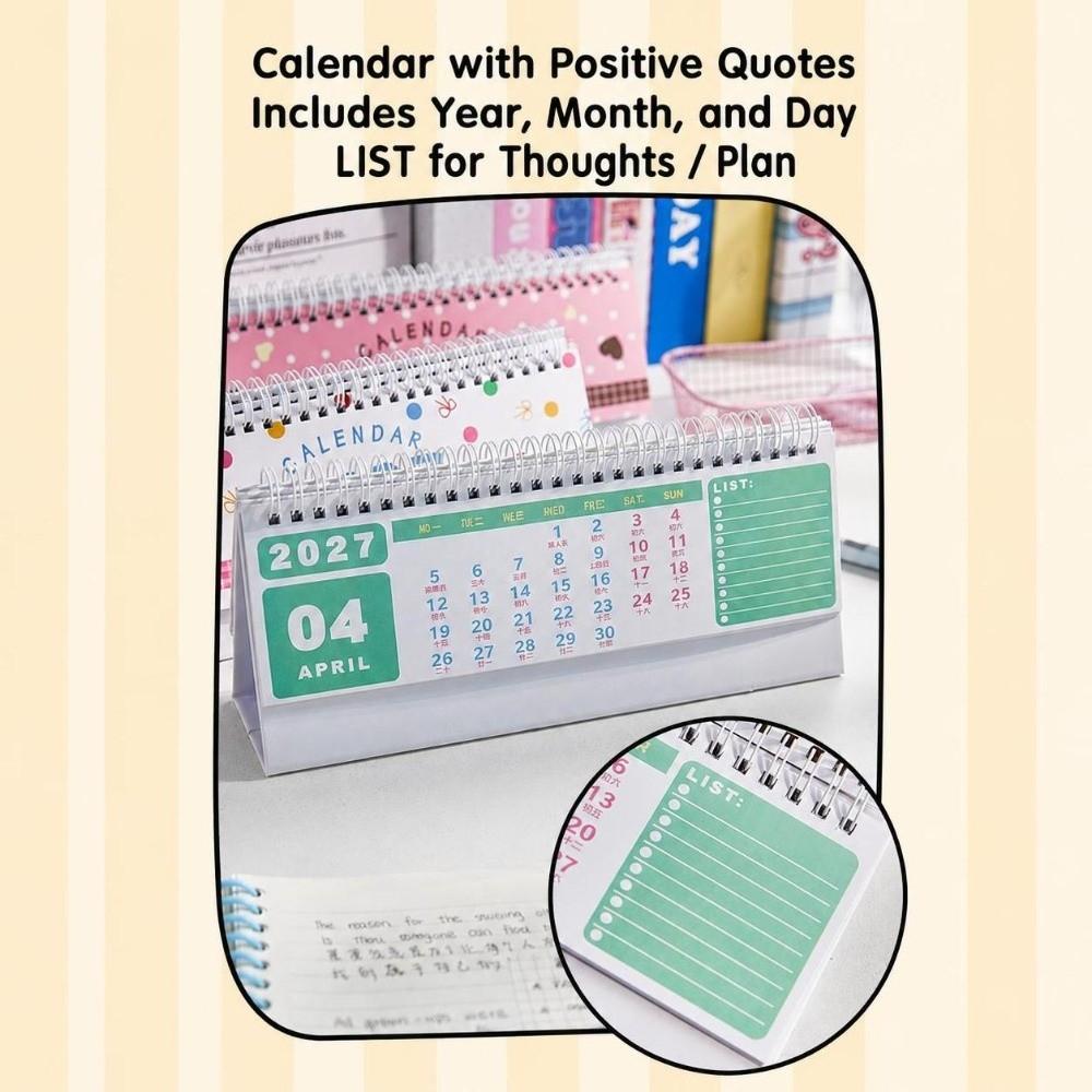 Colorful 2027 Desk Calendar Foldable Stand Flip Calendar New Coil Calendar Home Office