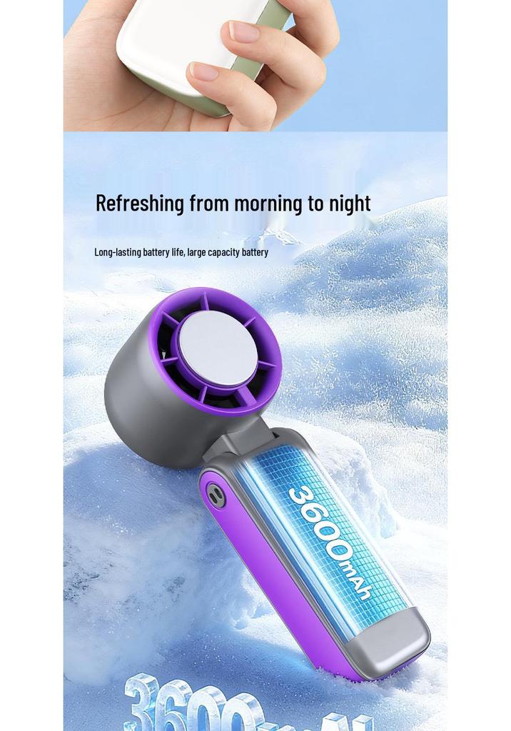 Portable Rechargeable Turbo Ice Pack Handheld Neck Fan with Digital Display
