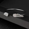 Оптовая продажа Браслет с крыльями ангела Регулируемый Женский Серебряный Манжета Перо Ювелирные изделия Подарок Открытый браслет Серебряный Кристалл Pulseira Feminina