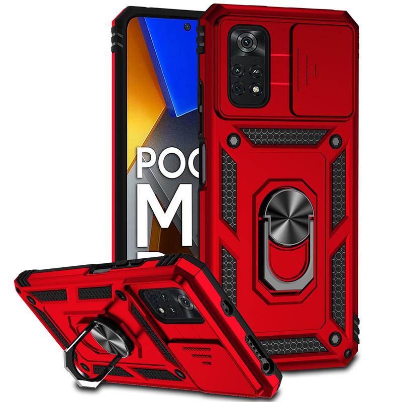 For Xiaomi Poco M4 Pro 4G Case Camera Armor Car Ring Phone Case For Poco Poko Pocco Little M4Pro M 4 Pro 4Pro M4 Pro Back Cover