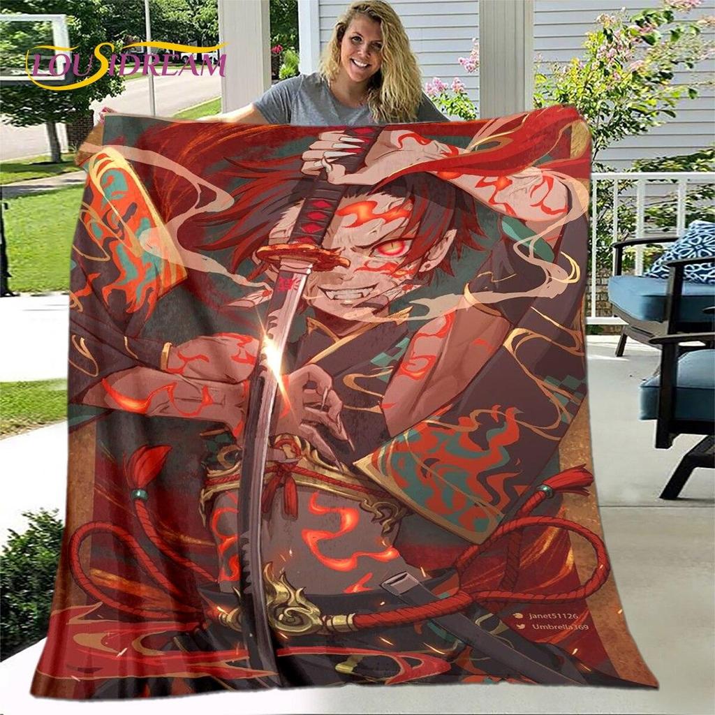 Anime Cartoon Demon Slayer Blanket,Flannel Blanket Throw Blanket,Sherpa Warm Children's Blanket for Living Room Bedroom Beds