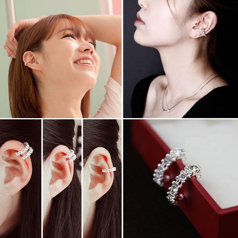 Женские Модные Клипсы-Серьги со Стразами для Хряща Без Пирсинга