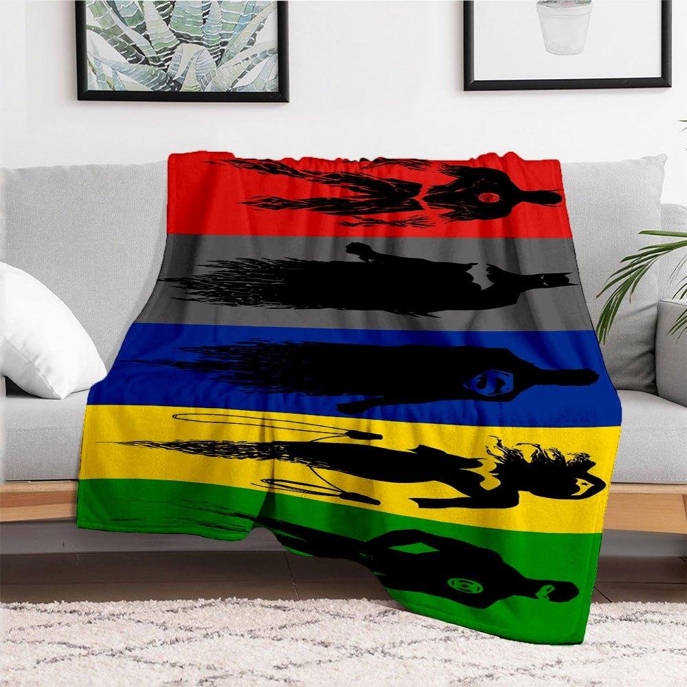 DC Superhero Silhouette Rainbow Flag Print PosterBlanket Flannel Throw Blanket for Sofa, Bed, Travel, Camping, Office, Couch, Chair