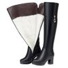 Women's Over The Knee Boots Natural Wool Genuine Leather Women Winter Boots Warm High-heel Women Motorcycle Boots