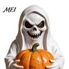 Durable Resin Halloween Ornament White Ghost Pumpkin Statue, Spooky Holding Mini Unique Sculpture for Office Figurine Garden Yard Tabletop Mantel Home