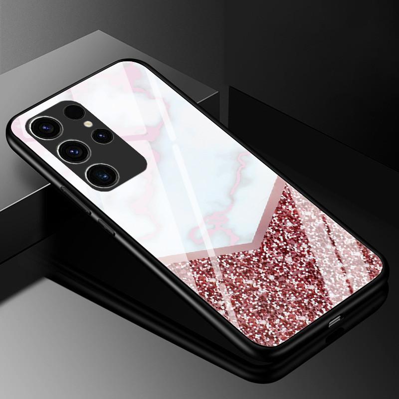 Мраморный чехол из закаленного стекла для Samsung Galaxy S23 Ultra 5G, модная стеклянная задняя крышка для Samsung S23 Plus / S23 Ultra