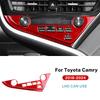 For Toyota Camry 2018 2019 2020 2021 2022 Real Soft Carbon Fiber LHD Car Central Control Button Frame Interior Trim Accessories