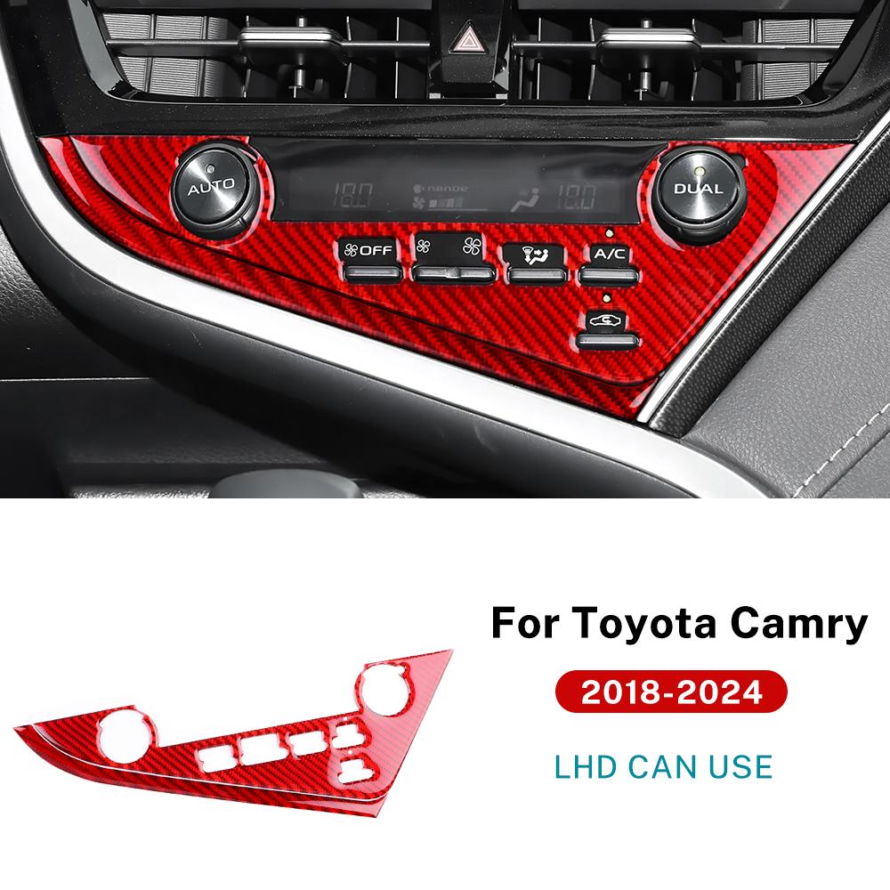 For Toyota Camry 2018 2019 2020 2021 2022 Real Soft Carbon Fiber LHD Car Central Control Button Frame Interior Trim Accessories