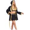 Womens Boxing Ring Outfit V Neck Tank Top Skirt Hooded Coverup Belt Halloween Cosplay Costume Set