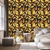 Wallpaper Flowers and Leaves Gold, Ochre and Black for Living Room and Bedroom 50x1000