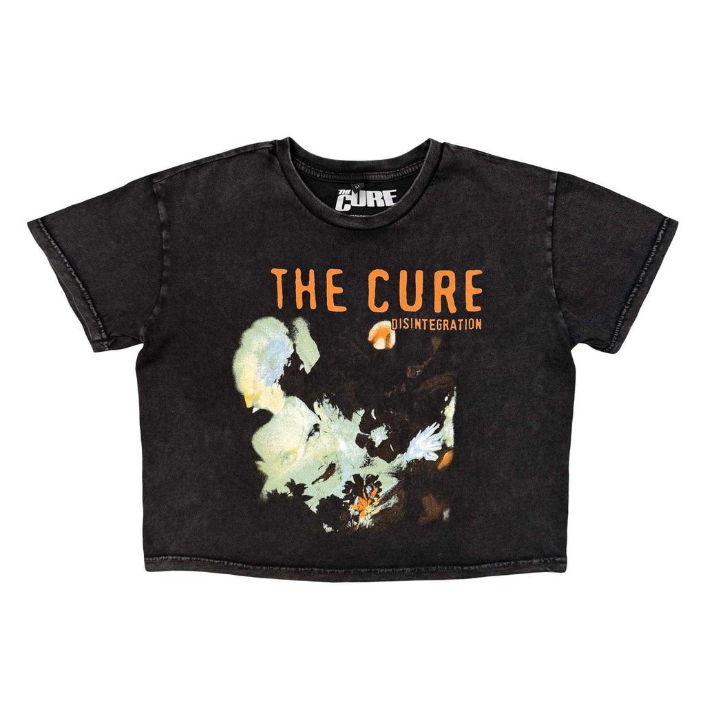 The Cure Womens/Ladies Disintegration Stone Wash Crop Top