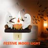 Halloween Ghost Campfire Flickering Night Light,, 3D LED Small Electric Faux Campfire, Halloween Nightlight Indoor Decorations For Family Friends