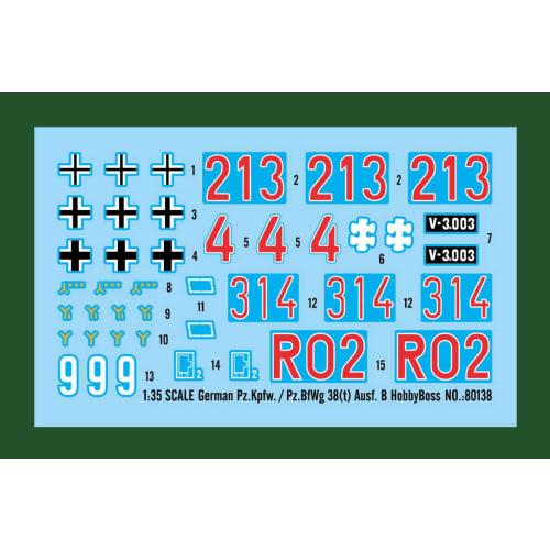 Hobby Boss 80138 Масштаб 1/35 Немецкий танк 38t Ausf. B пластиковый конструктор