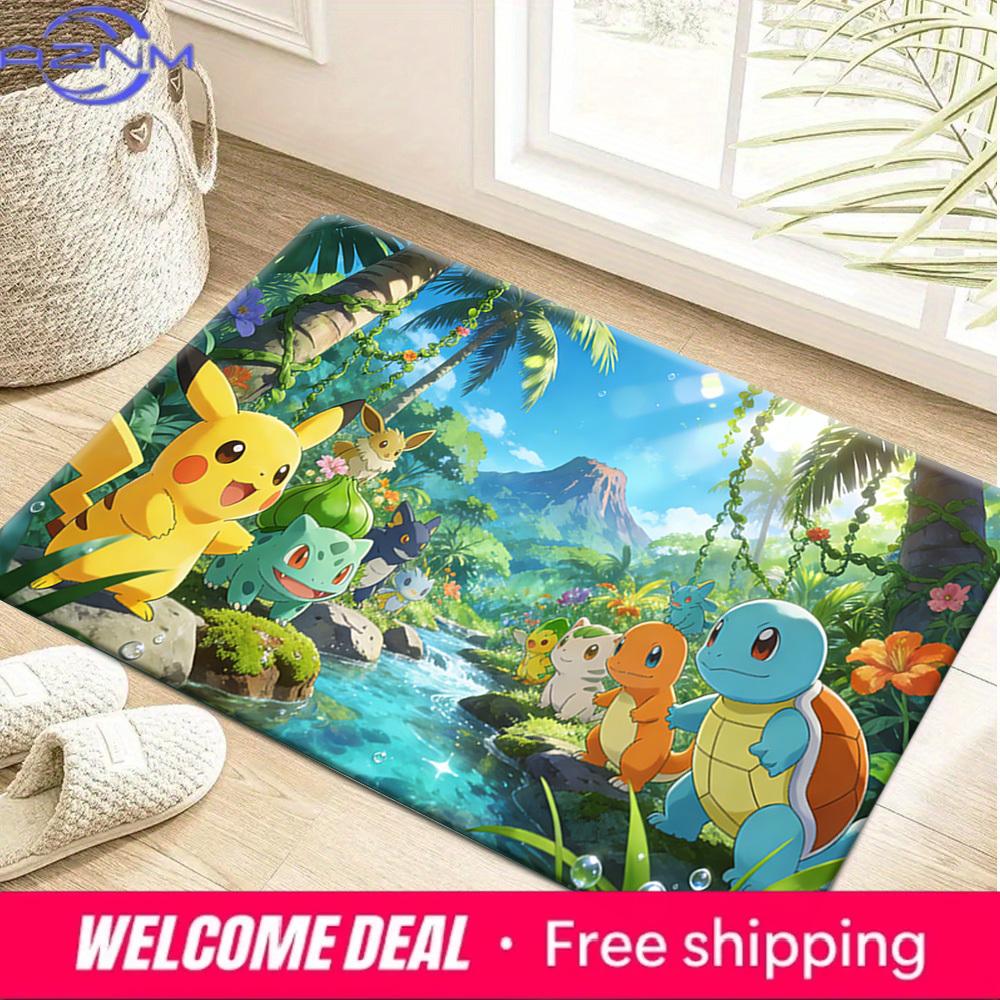 Pokemon Forest River Print Doormat Anti-slip Absorbent Floor Mat for Home Entrance Bedroom Living Room Decor