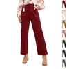 Women's Casual Winter Solid-Color Straight-Leg Elastic Waist Corduroy Pants