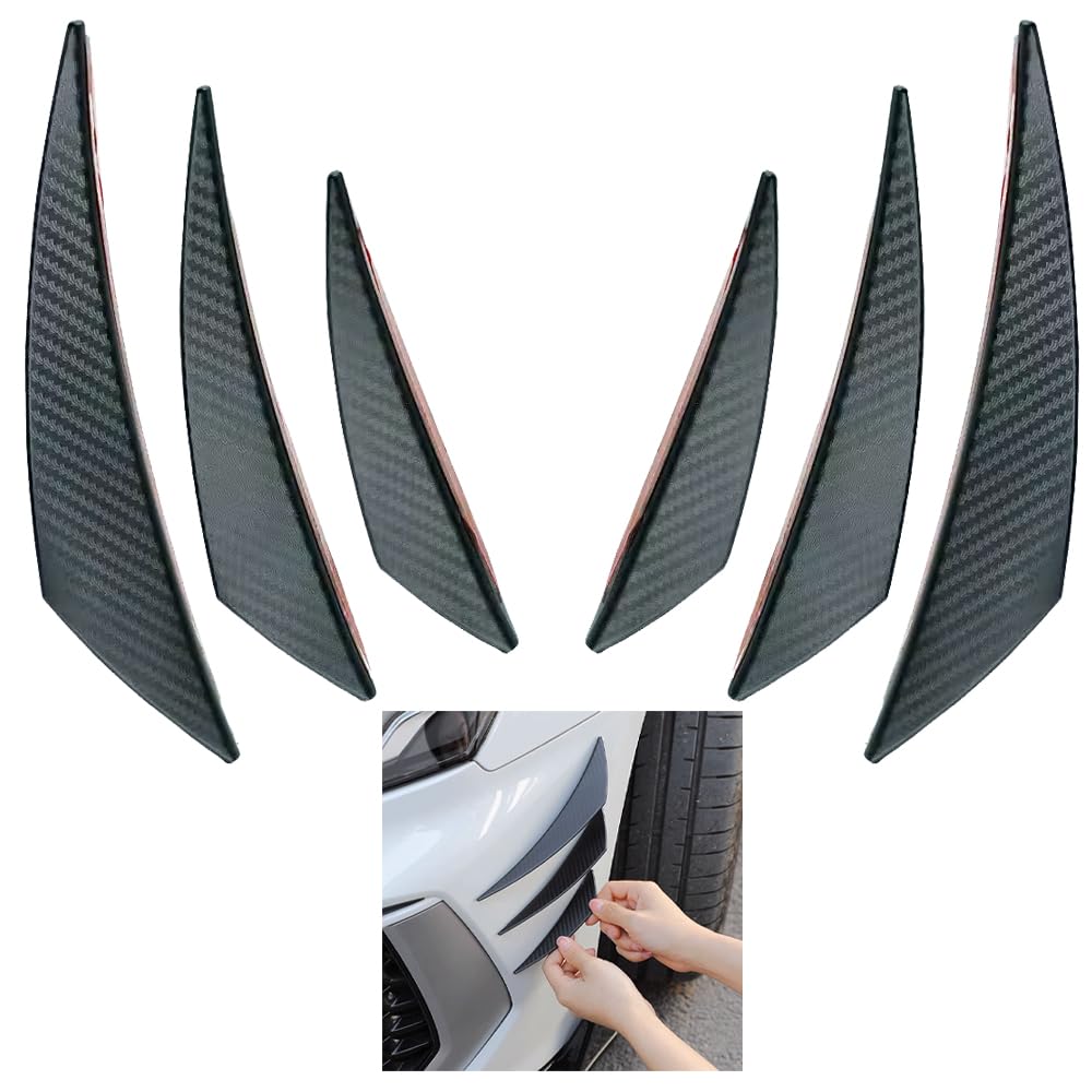 Aerofin Canard Tigle Blanc Universal Universal Scratch Parts Car Protection Scratch Prevention Front Bumper Protection Black Set of 6