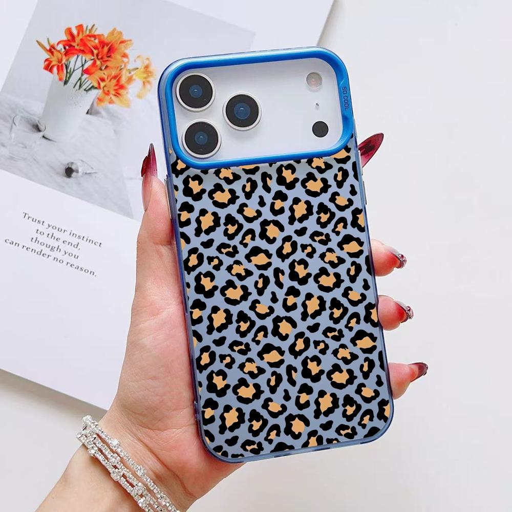 INS Чехол для телефона с леопардовым принтом для iPhone 17 16 15 14 13 12 11 Pro Max Air Матовый Лазерный Аврора Ударопрочный Funda