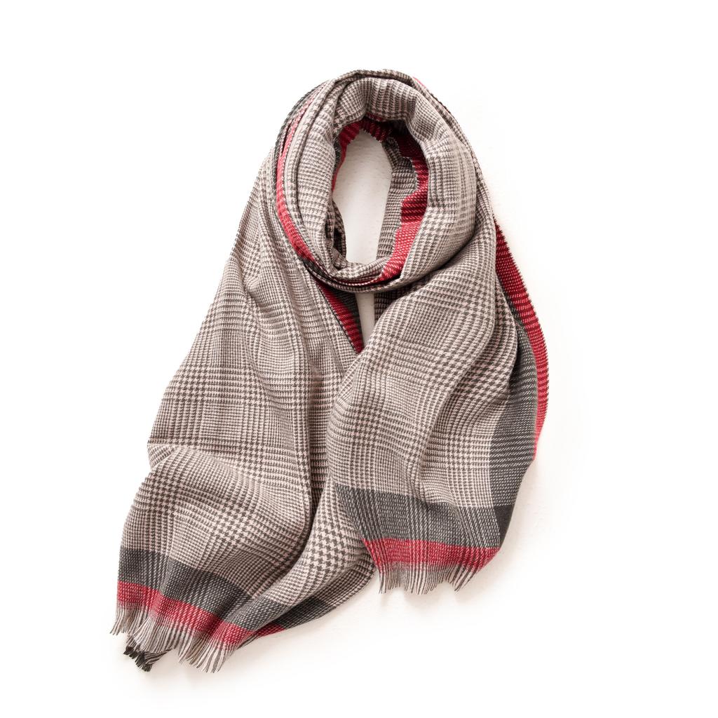 Scarf Border Contrasting Plaid Print Shawl Women's Scarf