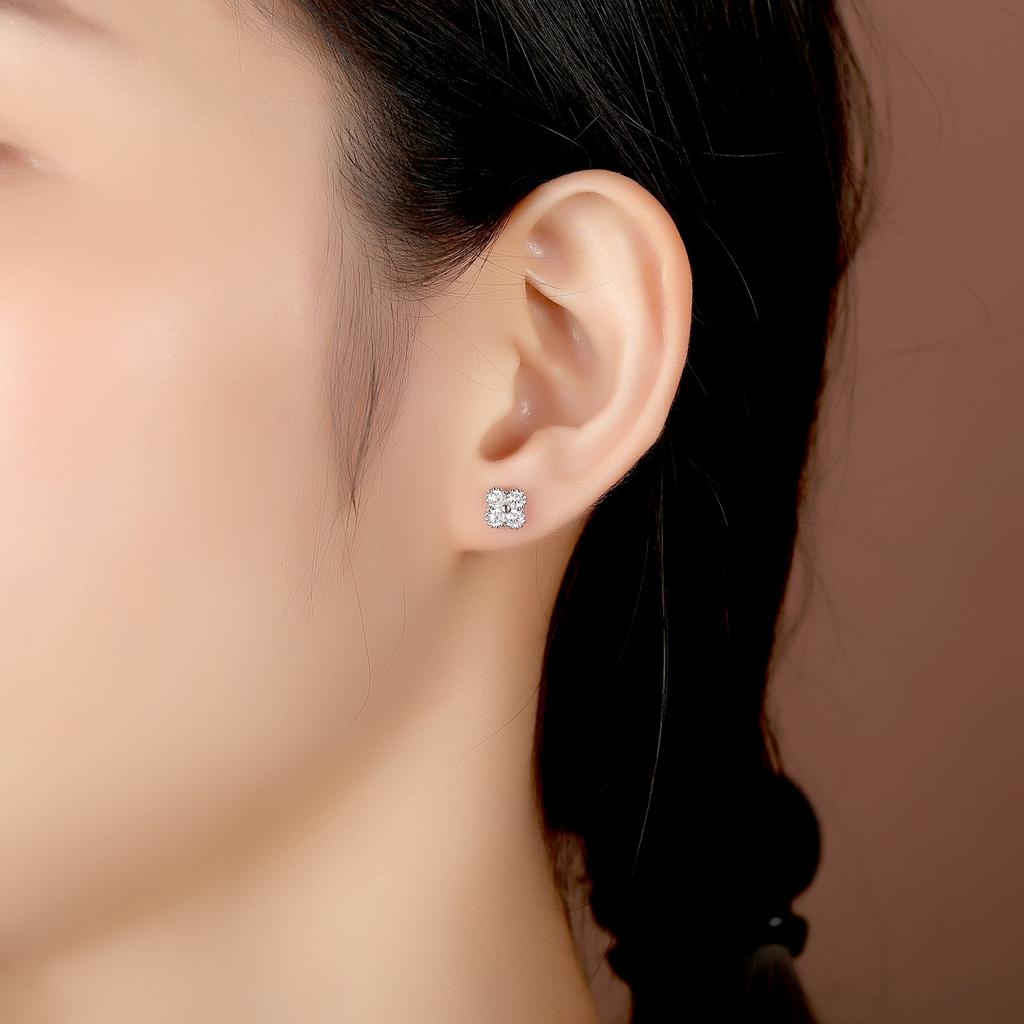 Серьги-клеверы из серебра 925 пробы, женские легкие роскошные серьги с бриллиантами, серебряные украшения Meilong