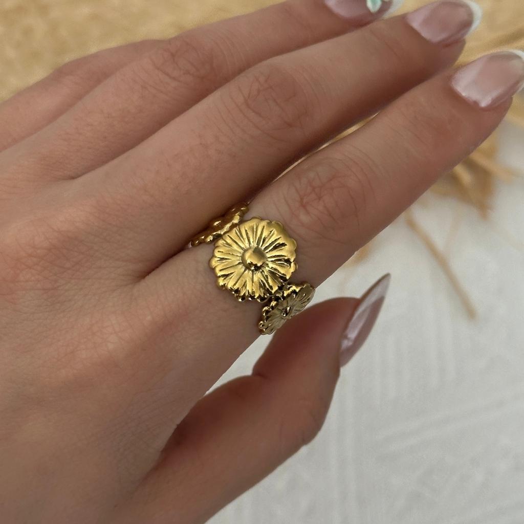 Vintage Stainless Steel Starfish Leaf Daisy Flower Wide Finger Rings For Women Men Punk Bone Honeycomb Irregular Ring Jewelry