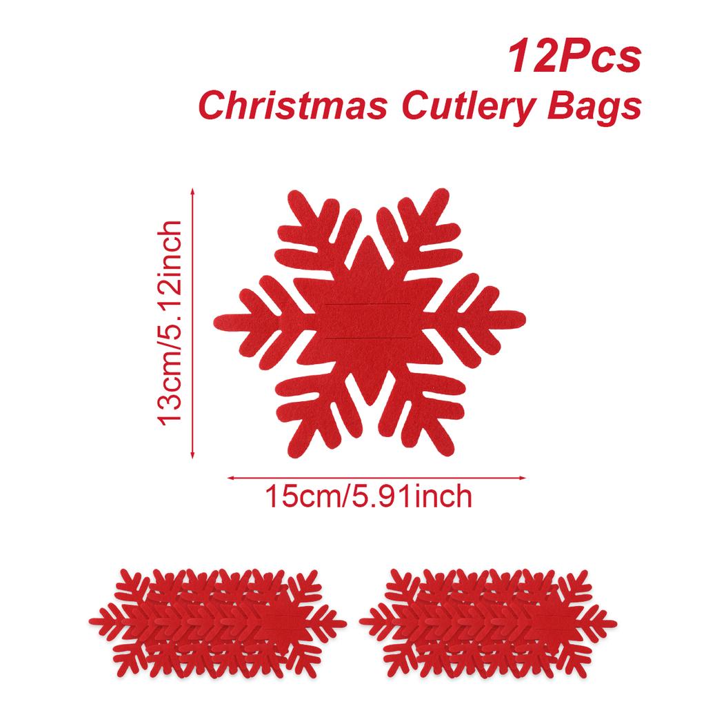 Рождественский фетровый чехол для столовых приборов Веселого Рождества Декор для дома 2025 Navidad Natal Снежинка Кармашки для ножа и вилки Украшение Новый год 2026