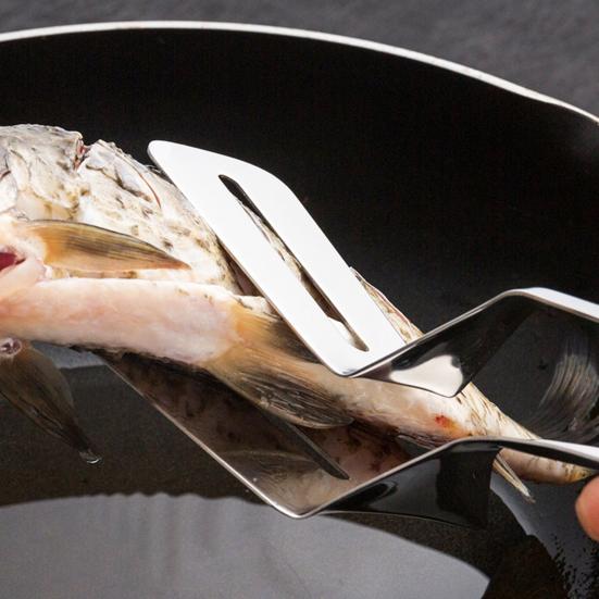 Stainless Steel Food Clip Hollow Long Anti-slip Handle Anti-scald Multifunctional Steak Meat Fish Frying Barbecue Serving Clamp Tong Spatula