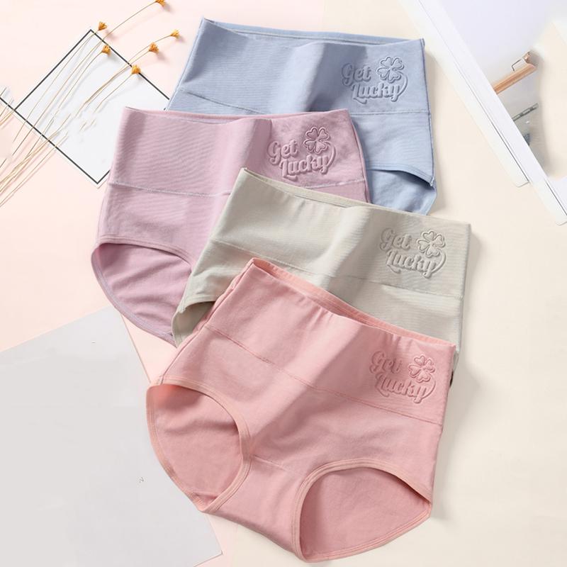 High Waist Panties Women Cotton Slimming Underwear Cute Print Briefs Breathable Ladies Underpants