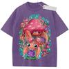 Unisex Washed Pink Vintage T  Shirt Fairy  Tale Mushroom Crab High  Quality Fabric for Home Leisure Travel Shopping