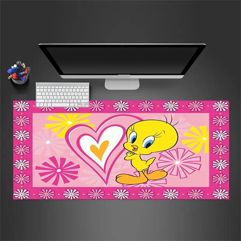 1pc Tweety Bird Heart Pink Background Computer Pad with Vibrant Print, Mouse Pads for Desk 133