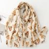 Winter Women'S Retro Ethnic Style Cotton Linen Hand Feel Scarf, Soft Satin Cotton Hot Stamping Heart Warm And Thick Shawl