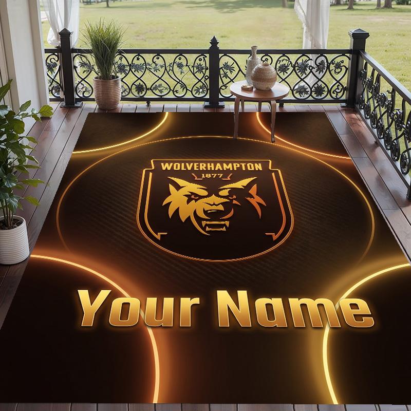 Custom Text Printed Rug Wolverhampton Wanderers Football Non Slip Floor Carpet For Home Room Decor
