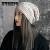 Зимняя шерстяная шапка, корейская модная ультра-толстая вязаная шапка, бархатная мягкая шапка для женщин