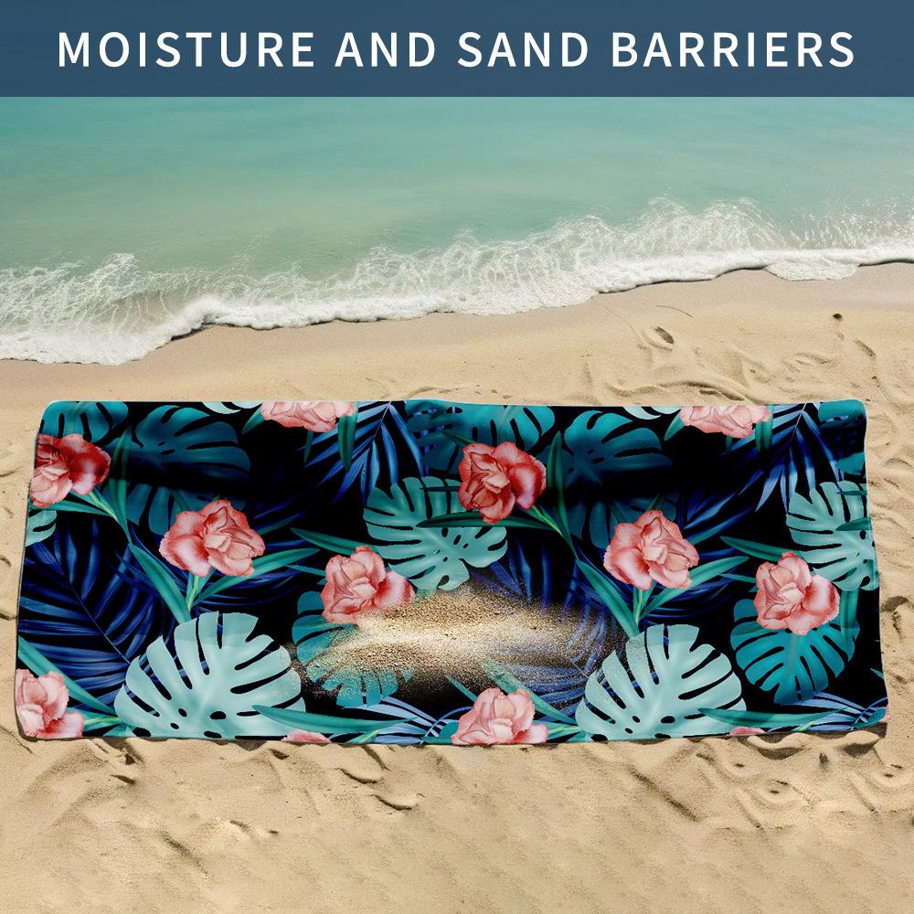 Двустороннее бархатное пляжное полотенце, спортивное полотенце с принтом из микрофибры, впитывающее банное полотенце