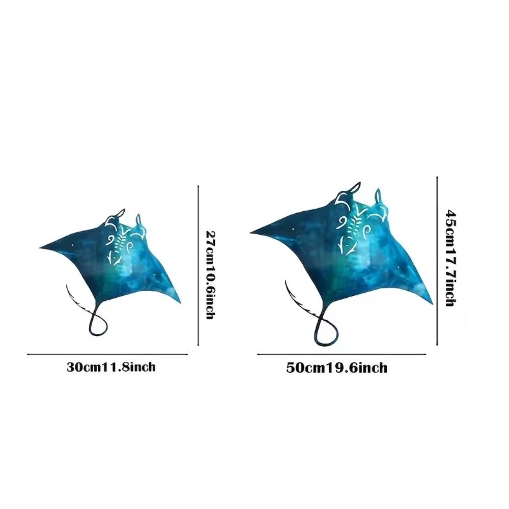 1pc Ocean-Inspired Metal Manta Ray Hanging Wall Art - Decor for Beach House, Baby Gift