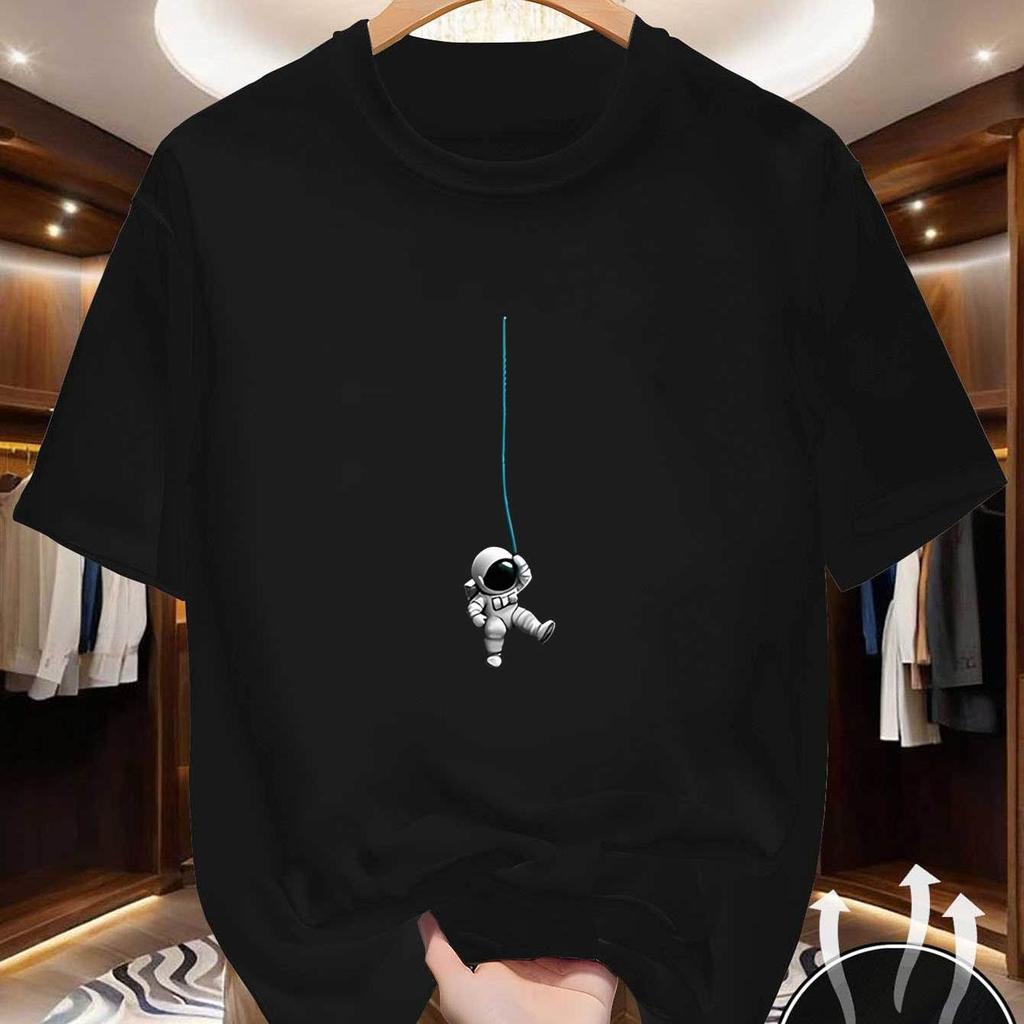 Unisexs RoundNeck ShortSleeved Printed Shirt With Astronaut Pattern QuickDrying And Breathable Large Size TShirt