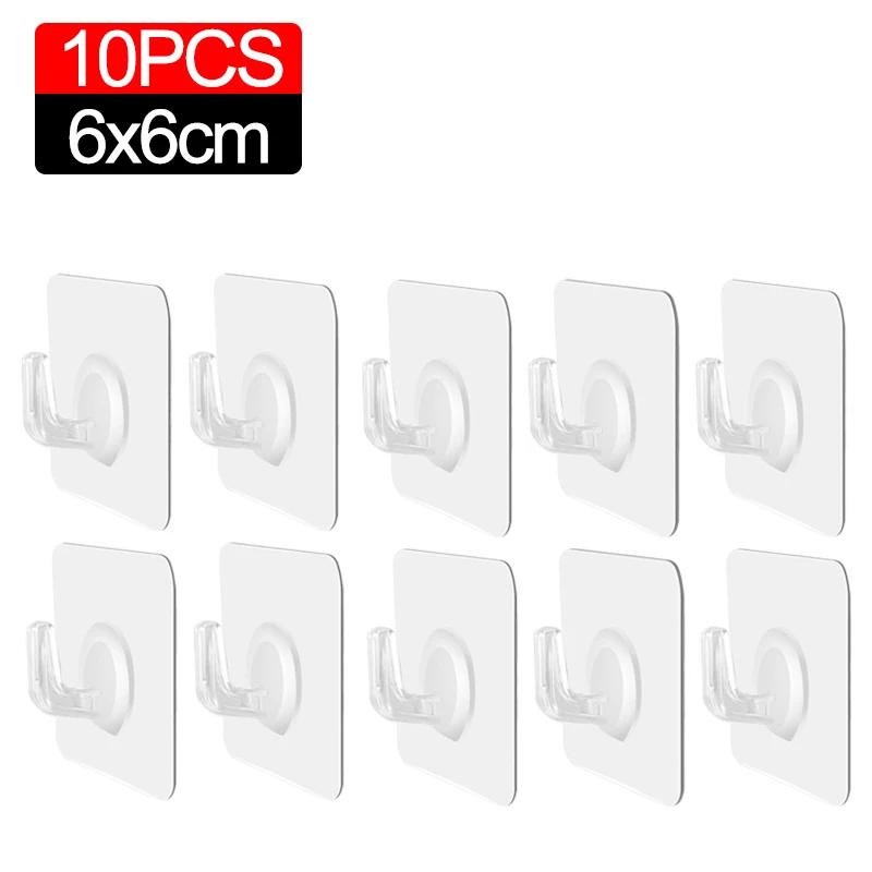 Прозрачные самоклеящиеся настенные крючки, вешалки, ключница, держатель для полотенец, органайзер для ванной комнаты, кухонные прочные клейкие настенные крючки