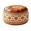 PU Leather Storage Ottoman Round Shape Floor Seat Cushion New Round Pouf Cover  Living Room