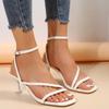 Fashion Women New Summer High Heels Sandals Female Simple Thin-Strap Square Toe Sandals Woman Ankle Buckle Stiletto Heels Party Shoes