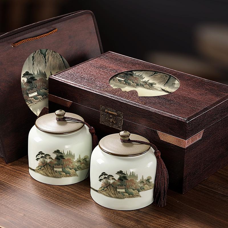 Подарочная коробка для премиального чая: Улун, Черный, Пуэр и Жасмин - Коллекция «Тысяча ли рек и гор»