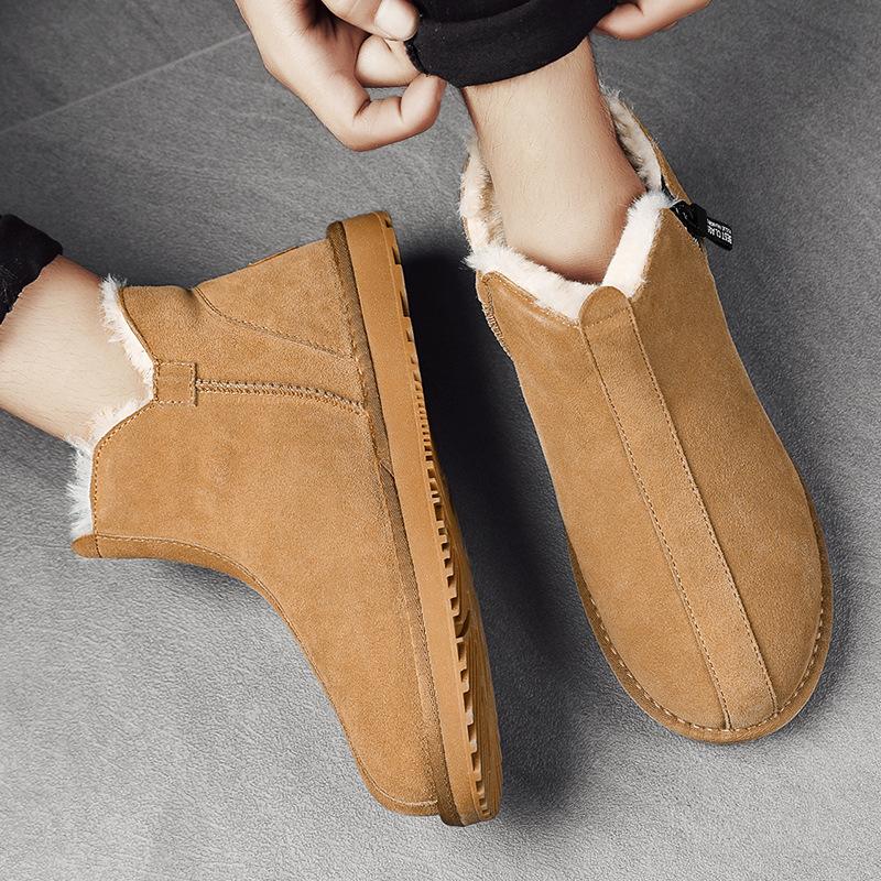 Флисовые зимние ботинки мужские на толстой подошве новые укороченные ботинки для отдыха на открытом воздухе утолщенные нескользящие термообувь из хлопка мужская обувь