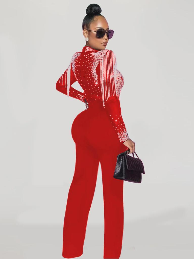 Женский сексуальный прозрачный сетчатый комбинезон со стразами в европейском и американском стиле