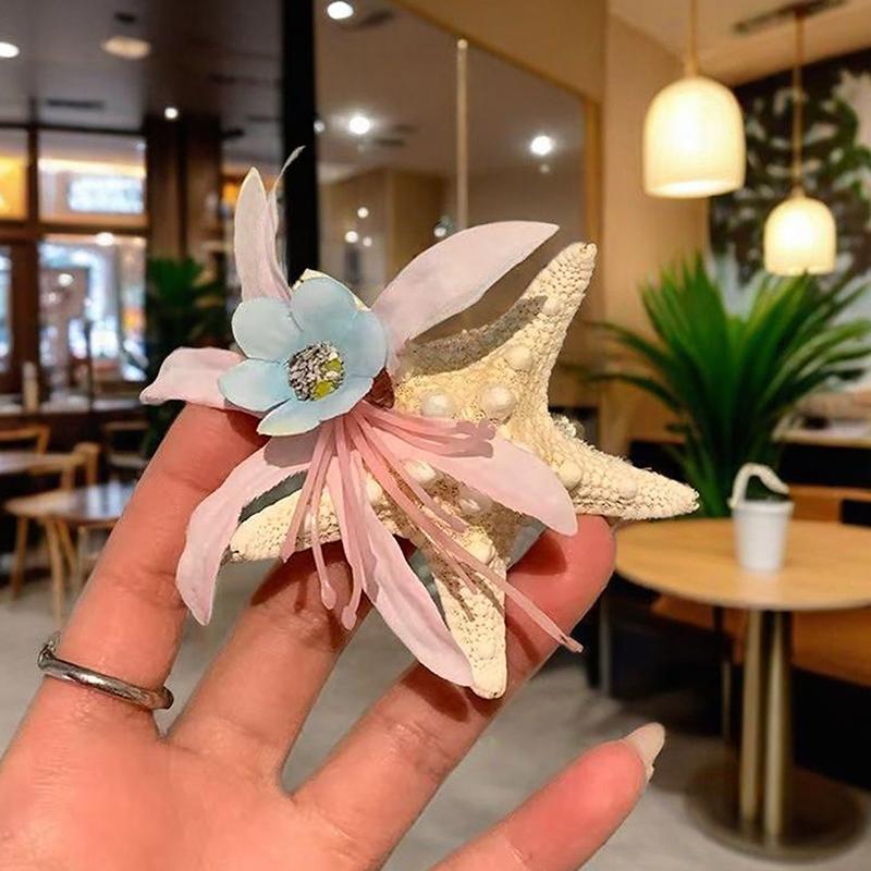 Заколка для волос Y2K 'Синяя морская звезда' Летний пляжный отпуск Зажим для волос Сладкая заколка для челки Девочки Женщины Аксессуары для волос