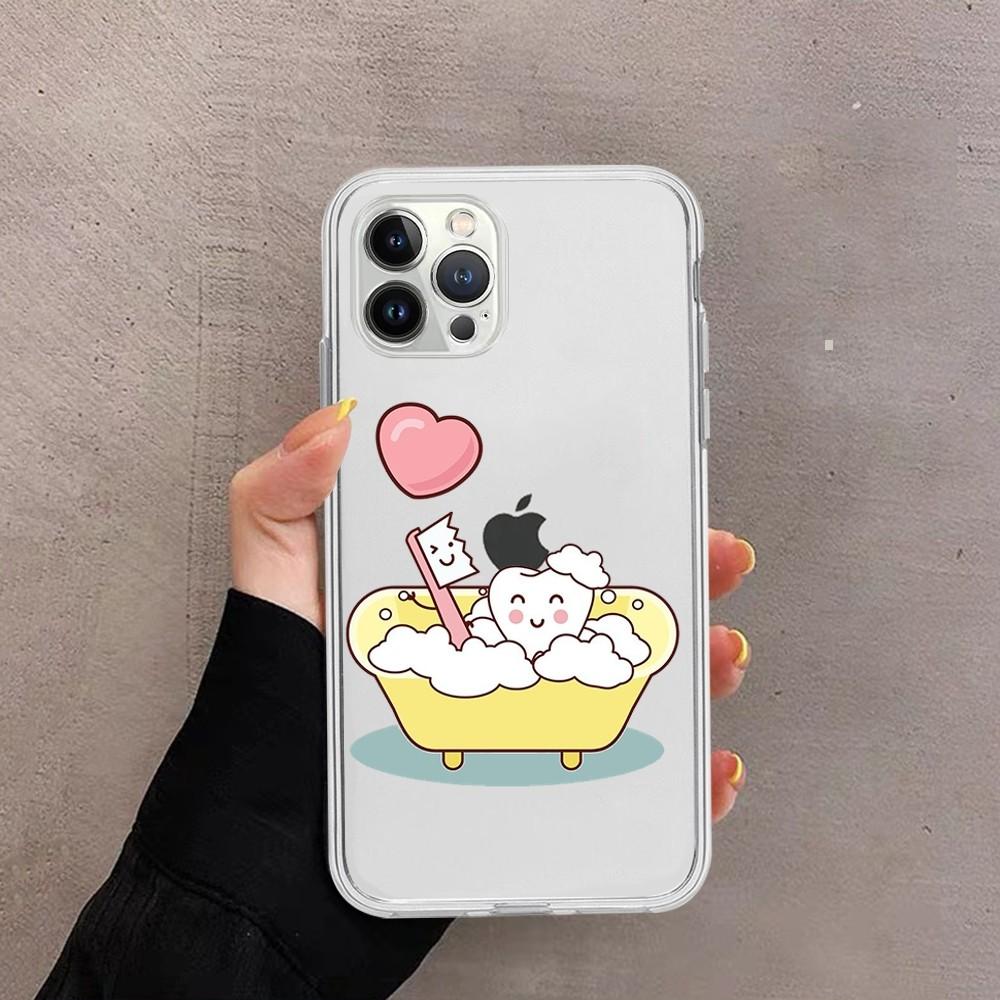 Милый мультяшный чехол для телефона с зубами для iPhone 15 13 14 Pro Max XS XR 12 11 Pro 13 Mini 6 7 8 Plus Мягкий прозрачный задний чехол