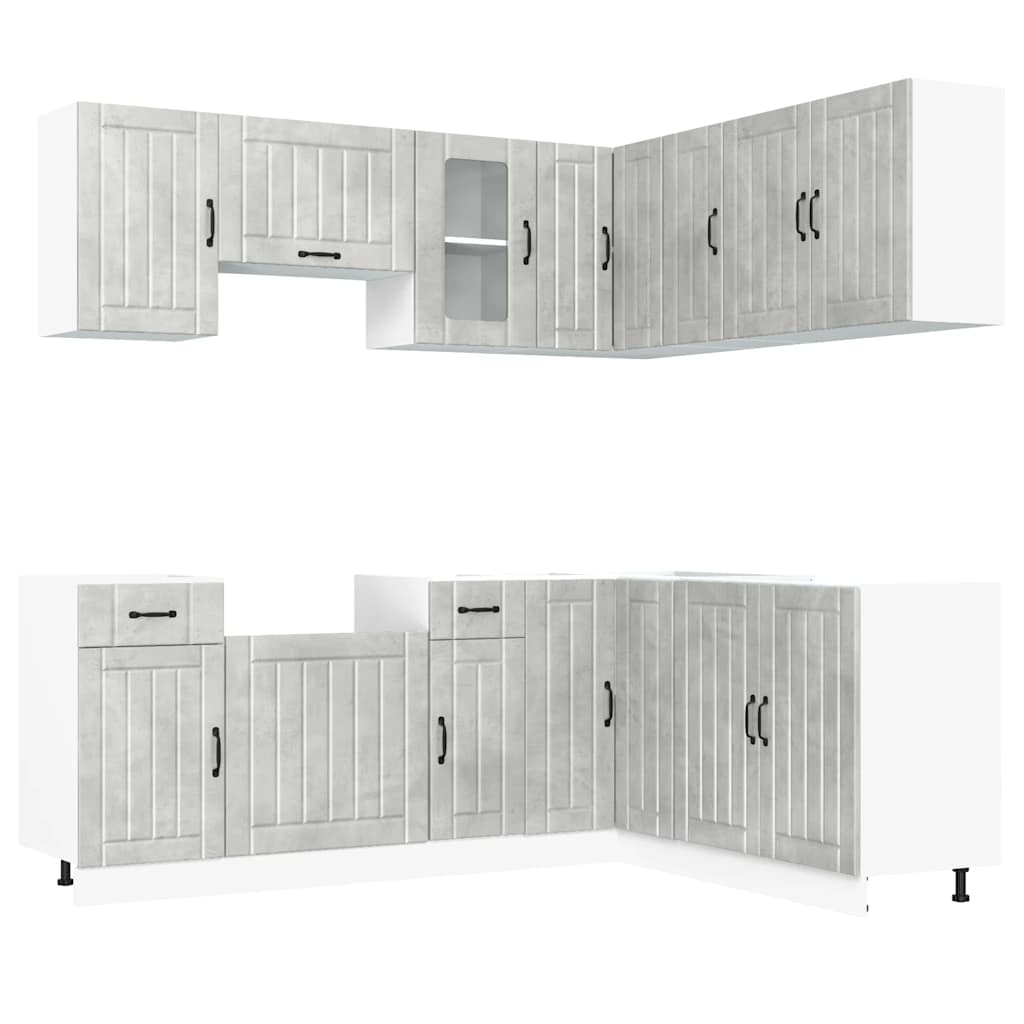 11 pc. Kitchen Cabinet Set Lucca Concrete Grey Particleboard