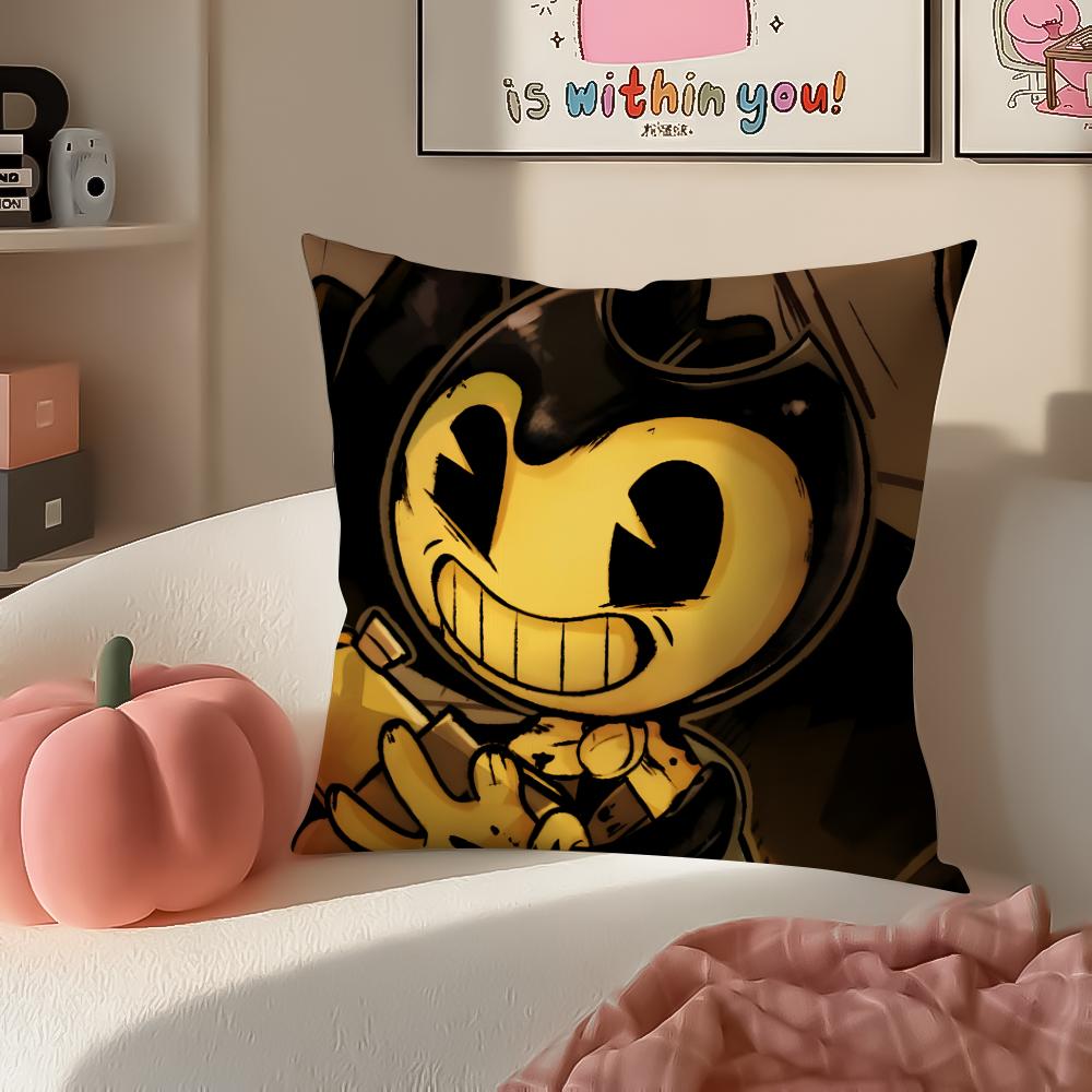 American Game BBendy and the Ink Machine Cushion Cover Pillowcase Short Plush Invisible zipper Room Sofa Cushion Cover