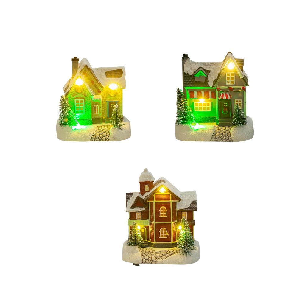 Освещенная Рождественская Деревня Дом Светильник LED Снежная Деревня для Домашней Книжной Полки