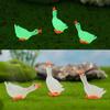 3pcs Miniature Resin White Gooses Figurine Mini Animal Resin Statues Ornaments for Home Garden Lawn Decoration